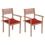 Garden chairs 2 units solid teak wood with red cushions by vidaXL, Garden chairs - Ref: Foro24-3062268, Price: 205,99 €, Disc...