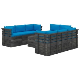 Pallet furniture for garden 9 pcs solid pine wood cushions by vidaXL, Garden sets - Ref: Foro24-3062059, Price: 890,99 €, Dis...