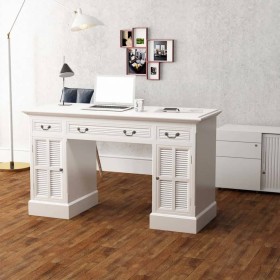 Escritorio de pedestal doble blanco 140x48x80 cm de vidaXL, Escritorios - Ref: Foro24-244370, Precio: 554,93 €, Descuento: %