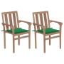 Garden chairs 2 units with green teak wood cushions by vidaXL, Garden chairs - Ref: Foro24-3062213, Price: 233,06 €, Discount: %