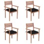 Garden chairs with cushions 4 pcs solid teak wood black by vidaXL, Garden chairs - Ref: Foro24-3062311, Price: 334,70 €, Disc...