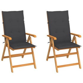 Garden chairs 2 units with anthracite cushions solid teak wood by vidaXL, Garden chairs - Ref: Foro24-3062376, Price: 266,10 ...