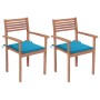 Garden chairs 2 pcs solid teak wood with blue cushions by vidaXL, Garden chairs - Ref: Foro24-3062266, Price: 173,01 €, Disco...