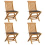 Garden chairs 4 units with anthracite teak wood cushions by vidaXL, Garden chairs - Ref: Foro24-3062568, Price: 272,60 €, Dis...