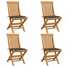 Garden chairs 4 units with anthracite teak wood cushions by vidaXL, Garden chairs - Ref: Foro24-3062568, Price: 265,99 €, Dis...