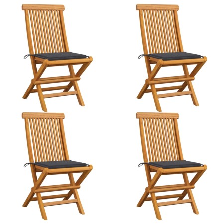 Garden chairs 4 units with anthracite teak wood cushions by vidaXL, Garden chairs - Ref: Foro24-3062568, Price: 272,60 €, Dis...