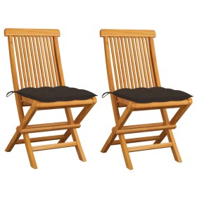 Garden chairs 2 units teak wood with taupe gray cushions by vidaXL, Garden chairs - Ref: Foro24-3062483, Price: 132,93 €, Dis...