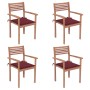 Garden chairs 4 pcs teak wood with red cushions by vidaXL, Garden chairs - Ref: Foro24-3062298, Price: 322,99 €, Discount: %