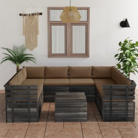 Pallet furniture for garden, 9 pieces with solid pine wood cushions. by vidaXL, Garden sets - Ref: Foro24-3062003, Price: 921...