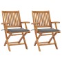 Garden chairs 2 units with gray teak wood cushions by vidaXL, Garden chairs - Ref: Foro24-3062407, Price: 254,85 €, Discount: %