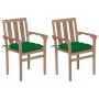 Garden chairs, 2 units, teak wood with green cushions by vidaXL, Garden chairs - Ref: Foro24-3062228, Price: 239,10 €, Discou...