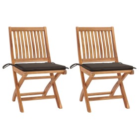 Garden chairs 2 units with taupe gray cushions teak wood by vidaXL, Garden chairs - Ref: Foro24-3062441, Price: 171,99 €, Dis...