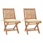 Garden chairs 2 units with cream teak wood cushions by vidaXL, Garden chairs - Ref: Foro24-3062435, Price: 177,01 €, Discount: %