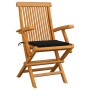 Garden chairs 3 units with black teak wood cushions by vidaXL, Garden chairs - Ref: Foro24-3062521, Price: 222,87 €, Discount: %