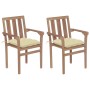 Garden chairs 2 units teak wood with cream cushions by vidaXL, Garden chairs - Ref: Foro24-3062225, Price: 229,99 €, Discount: %