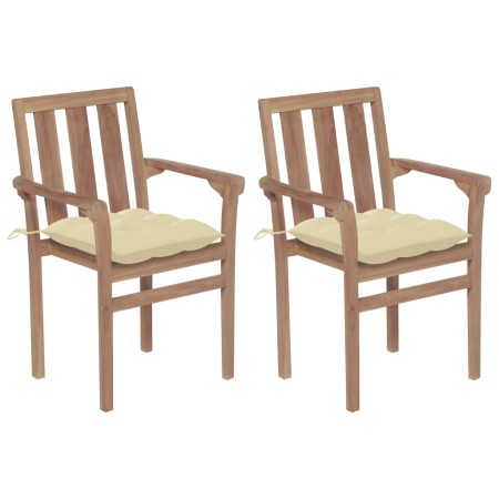 Garden chairs 2 units teak wood with cream cushions by vidaXL, Garden chairs - Ref: Foro24-3062225, Price: 238,82 €, Discount: %