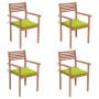 Garden chairs 4 pcs teak wood and bright green cushions by vidaXL, Garden chairs - Ref: Foro24-3062300, Price: 321,28 €, Disc...