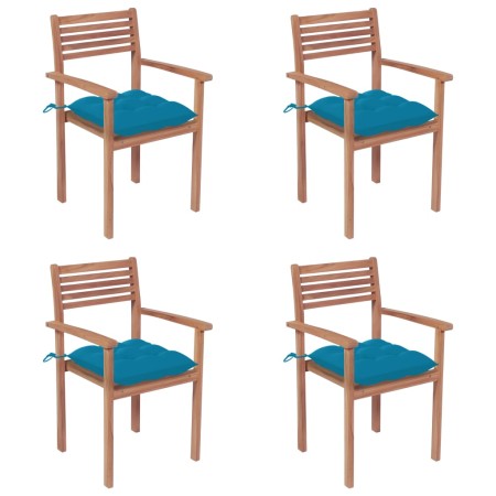 Garden chairs with cushions 4 pcs light blue teak wood by vidaXL, Garden chairs - Ref: Foro24-3062308, Price: 321,87 €, Disco...