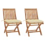 Garden chairs 2 pcs teak wood with cream white cushions by vidaXL, Garden chairs - Ref: Foro24-3062450, Price: 189,82 €, Disc...