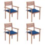 Garden chairs 4 units teak wood with royal blue cushions by vidaXL, Garden chairs - Ref: Foro24-3062299, Price: 334,70 €, Dis...