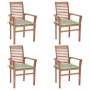 Dining chairs 4 pcs teak wood cushions printed leaves by vidaXL, Garden chairs - Ref: Foro24-3062634, Price: 321,78 €, Discou...