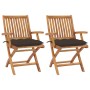 Garden chairs 2 units teak wood with taupe gray cushions by vidaXL, Garden chairs - Ref: Foro24-3062429, Price: 259,09 €, Dis...