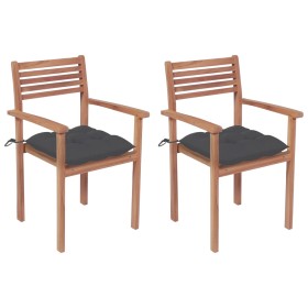 Garden chairs 2 units teak wood and anthracite gray cushions by vidaXL, Garden chairs - Ref: Foro24-3062277, Price: 178,73 €,...