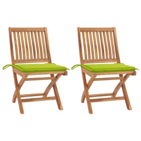 Garden chairs 2 units with bright green teak wood cushions by vidaXL, Garden chairs - Ref: Foro24-3062444, Price: 167,99 €, D...