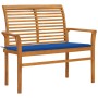 Solid teak wood garden bench with royal blue cushion 112 cm by vidaXL, garden benches - Ref: Foro24-3062659, Price: 143,18 €,...