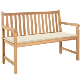 Solid teak wood garden bench with cream cushion 120 cm by vidaXL, garden benches - Ref: Foro24-3062678, Price: 247,99 €, Disc...