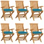 Garden chairs 6 pcs teak wood with light blue cushions by vidaXL, Garden chairs - Ref: Foro24-3062560, Price: 438,27 €, Disco...