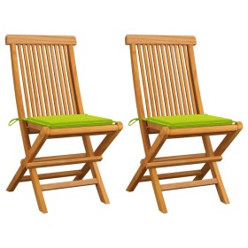 Garden chairs 2 units with bright green teak wood cushions by vidaXL, Garden chairs - Ref: Foro24-3062471, Price: 123,99 €, D...