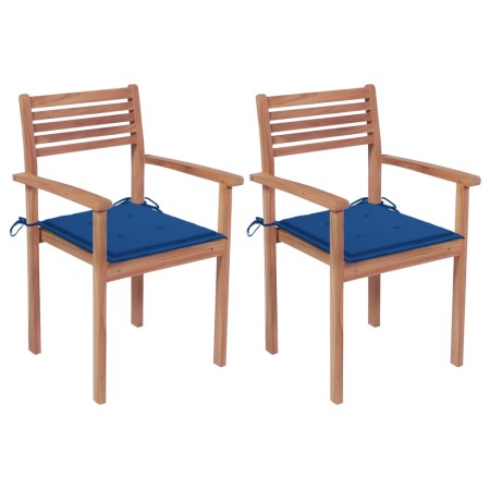 Garden chairs 2 units teak wood with royal blue cushions by vidaXL, Garden chairs - Ref: Foro24-3062272, Price: 182,92 €, Dis...