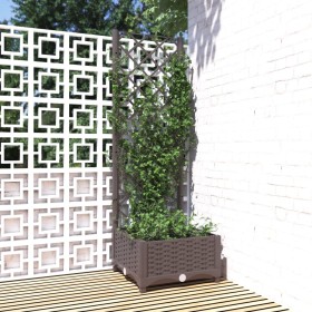 Planter with brown PP trellis 40x40x121.5 cm by vidaXL, Pots and planters - Ref: Foro24-318258, Price: 38,66 €, Discount: %