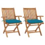 Garden chairs 2 pcs teak wood with light blue cushions by vidaXL, Garden chairs - Ref: Foro24-3062425, Price: 252,58 €, Disco...