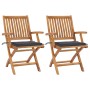 Garden chairs 2 units with anthracite teak wood cushions by vidaXL, Garden chairs - Ref: Foro24-3062406, Price: 254,85 €, Dis...