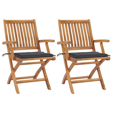 Garden chairs 2 units with anthracite teak wood cushions by vidaXL, Garden chairs - Ref: Foro24-3062406, Price: 254,85 €, Dis...