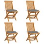 Garden chairs 4 units solid teak wood and gray cushions by vidaXL, Garden chairs - Ref: Foro24-3062584, Price: 242,99 €, Disc...