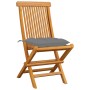 Garden chairs 4 units solid teak wood and gray cushions by vidaXL, Garden chairs - Ref: Foro24-3062584, Price: 242,99 €, Disc...