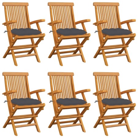 Garden chairs 6 units teak wood with anthracite gray cushions by vidaXL, Garden chairs - Ref: Foro24-3062556, Price: 424,99 €...