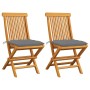 Garden chairs 2 units solid teak wood with gray cushions by vidaXL, Garden chairs - Ref: Foro24-3062476, Price: 132,93 €, Dis...