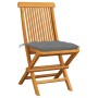 Garden chairs 2 units solid teak wood with gray cushions by vidaXL, Garden chairs - Ref: Foro24-3062476, Price: 132,93 €, Dis...