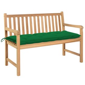 Solid teak wood garden bench with green cushion 120 cm by vidaXL, garden benches - Ref: Foro24-3062696, Price: 249,99 €, Disc...