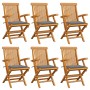 Garden chairs 6 pcs solid teak wood with gray cushions by vidaXL, Garden chairs - Ref: Foro24-3062542, Price: 417,99 €, Disco...