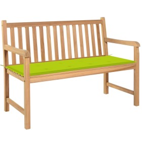 Teak wood garden bench with bright green cushion 120 cm by vidaXL, garden benches - Ref: Foro24-3062687, Price: 252,99 €, Dis...