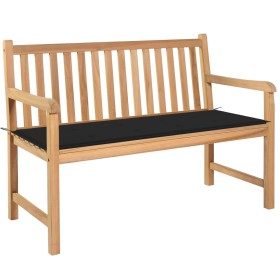 Solid teak wood garden bench with black cushion 120 cm by vidaXL, garden benches - Ref: Foro24-3062683, Price: 243,99 €, Disc...