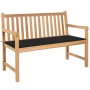 Solid teak wood garden bench with black cushion 120 cm by vidaXL, garden benches - Ref: Foro24-3062683, Price: 243,48 €, Disc...