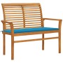 Solid teak wood garden bench with blue cushion 112 cm by vidaXL, garden benches - Ref: Foro24-3062653, Price: 142,90 €, Disco...