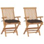 Garden chairs 2 units teak wood with taupe gray cushions by vidaXL, Garden chairs - Ref: Foro24-3062510, Price: 180,41 €, Dis...