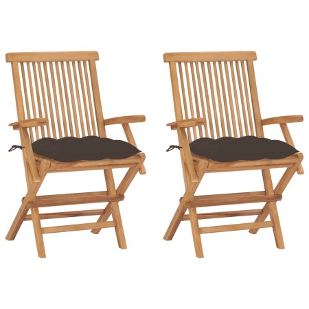 Garden chairs 2 units teak wood with taupe gray cushions by vidaXL, Garden chairs - Ref: Foro24-3062510, Price: 180,41 €, Dis...